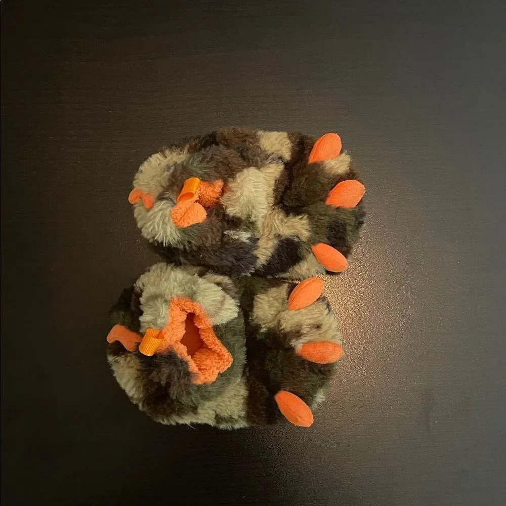 Cozy Kids' Furry Slippers - Orange and Brown